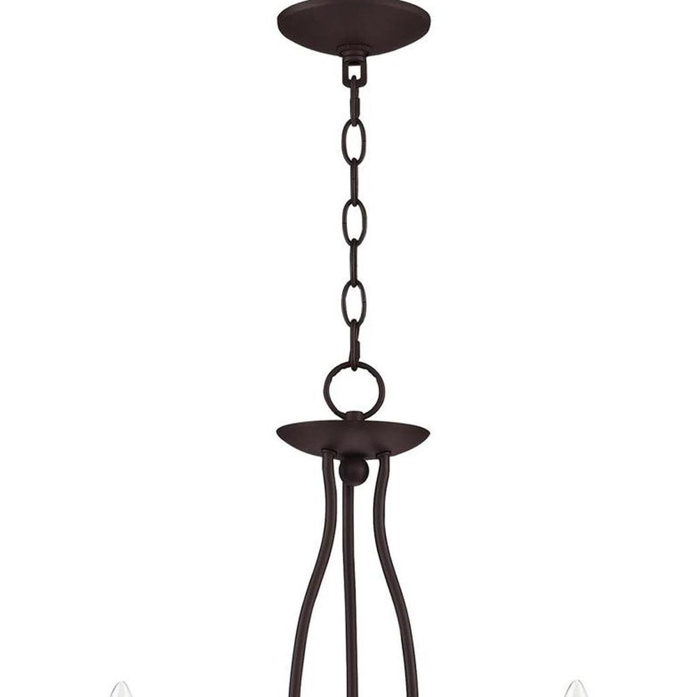 Bronze Five Light Dimmable Chandelier With Shades
