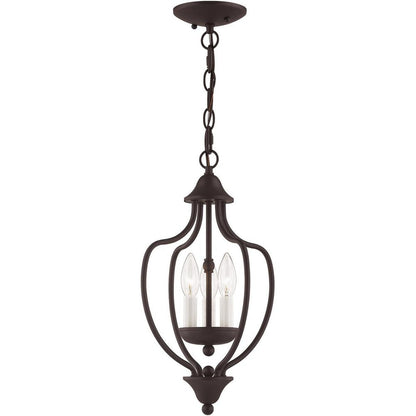 Bronze Three Light Dimmable Chandelier With Shades