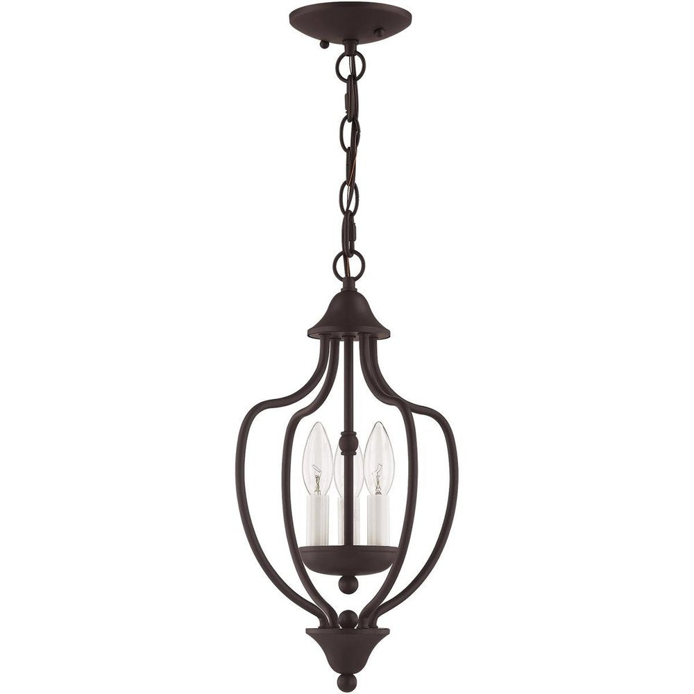 Bronze Three Light Dimmable Chandelier With Shades