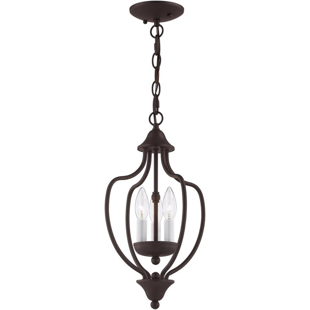 Bronze Three Light Dimmable Chandelier With Shades