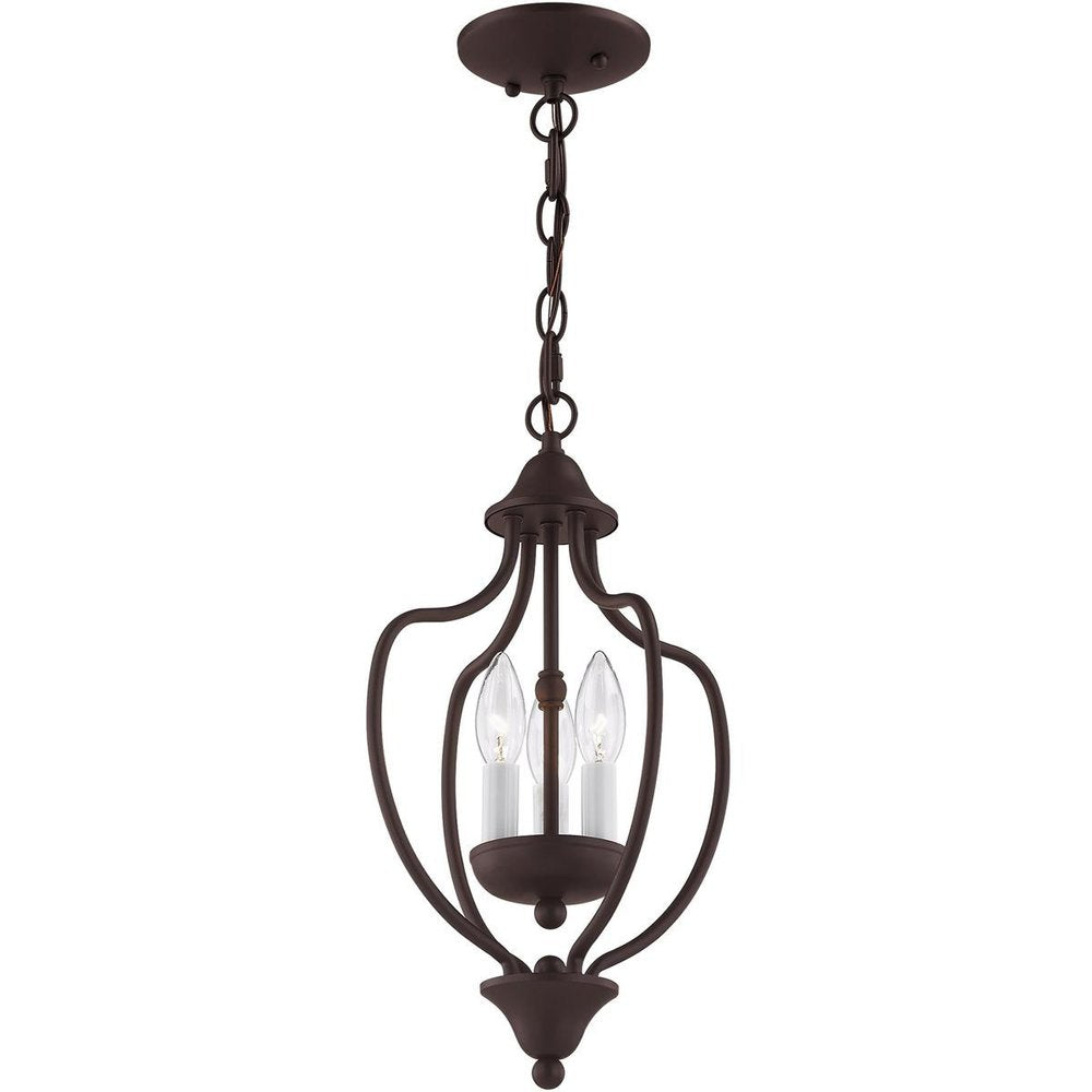 Bronze Three Light Dimmable Chandelier With Shades