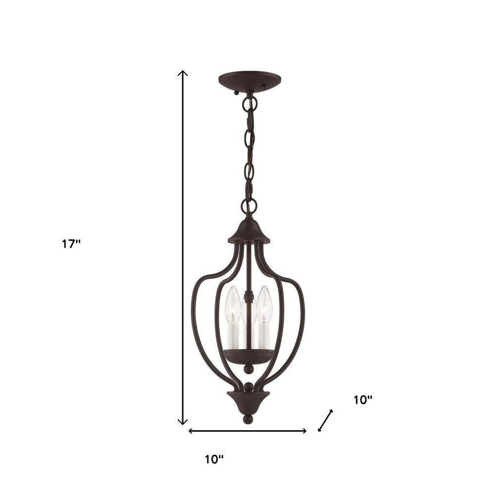 Bronze Three Light Dimmable Chandelier With Shades