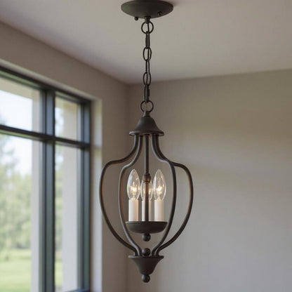 Bronze Three Light Dimmable Chandelier With Shades