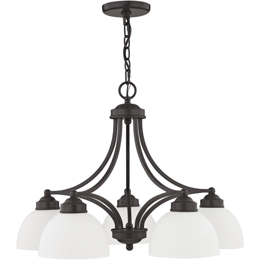 Five Light Dimmable Chandelier With Shades