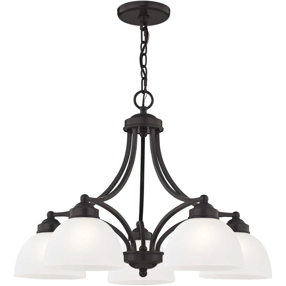 Five Light Dimmable Chandelier With Shades