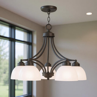Five Light Dimmable Chandelier With Shades