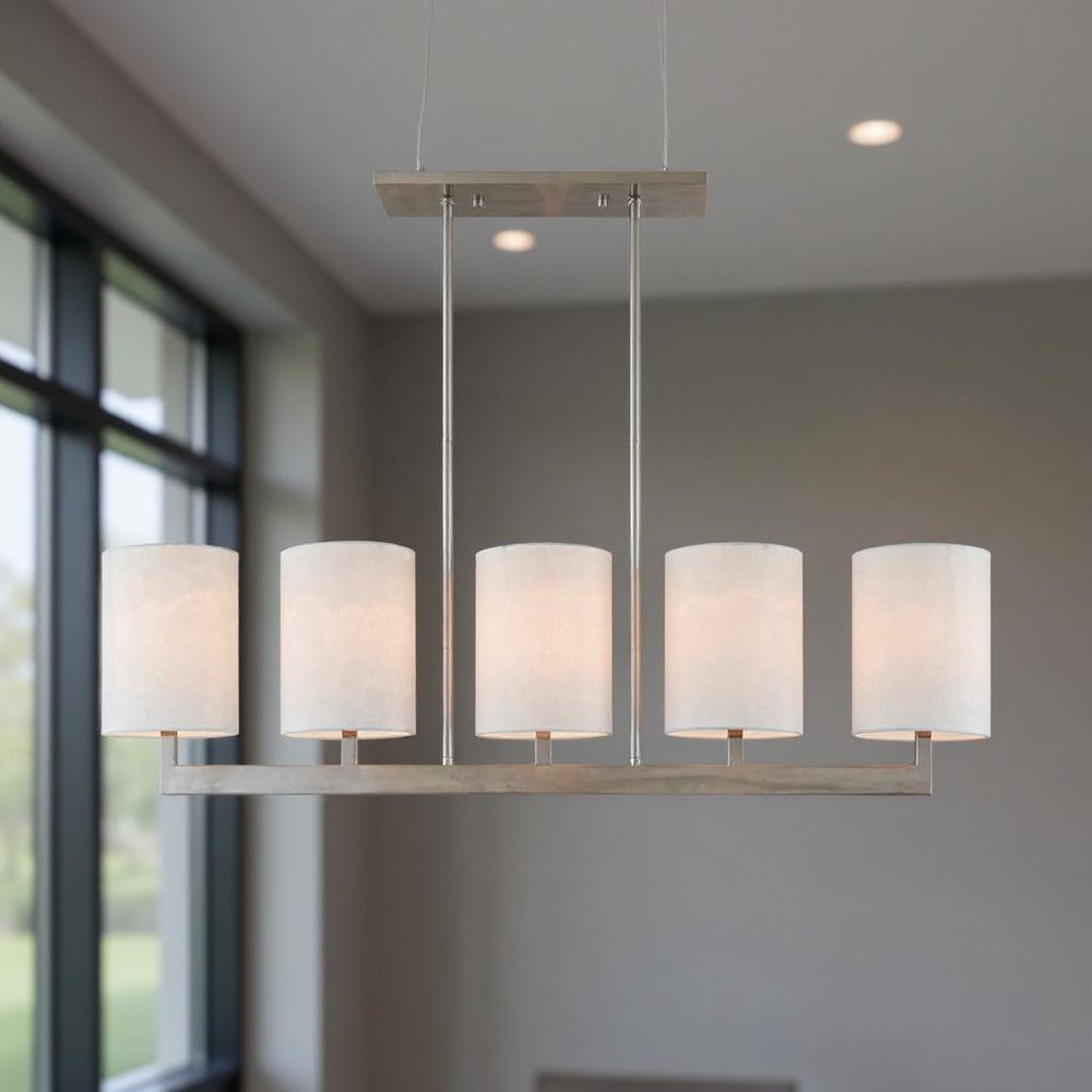 Five Light Dimmable Chandelier With Shades