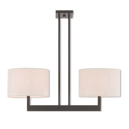Bronze Two Light Dimmable Chandelier With Shades