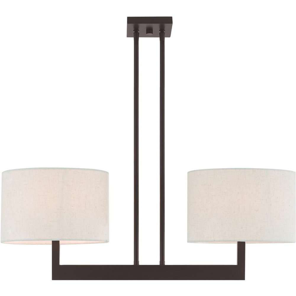 Bronze Two Light Dimmable Chandelier With Shades