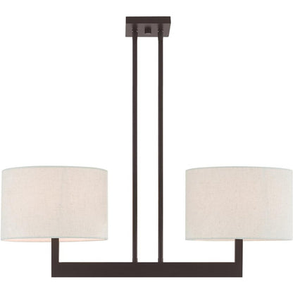 Bronze Two Light Dimmable Chandelier With Shades
