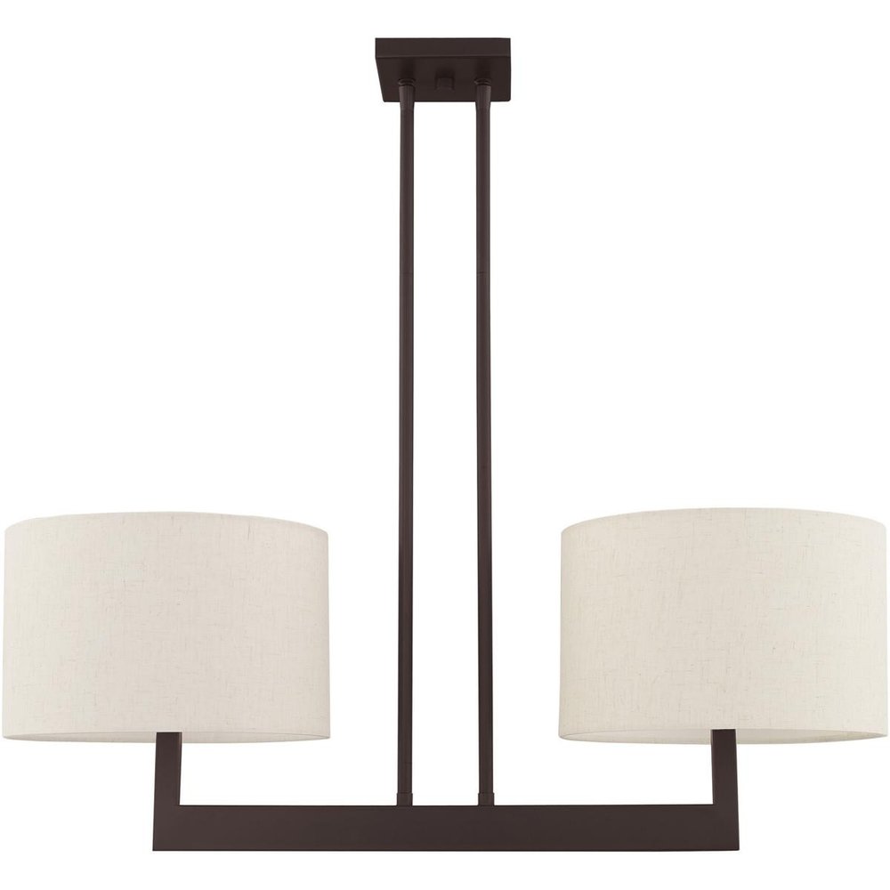 Bronze Two Light Dimmable Chandelier With Shades