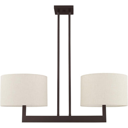 Bronze Two Light Dimmable Chandelier With Shades