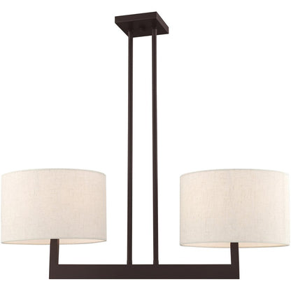 Bronze Two Light Dimmable Chandelier With Shades