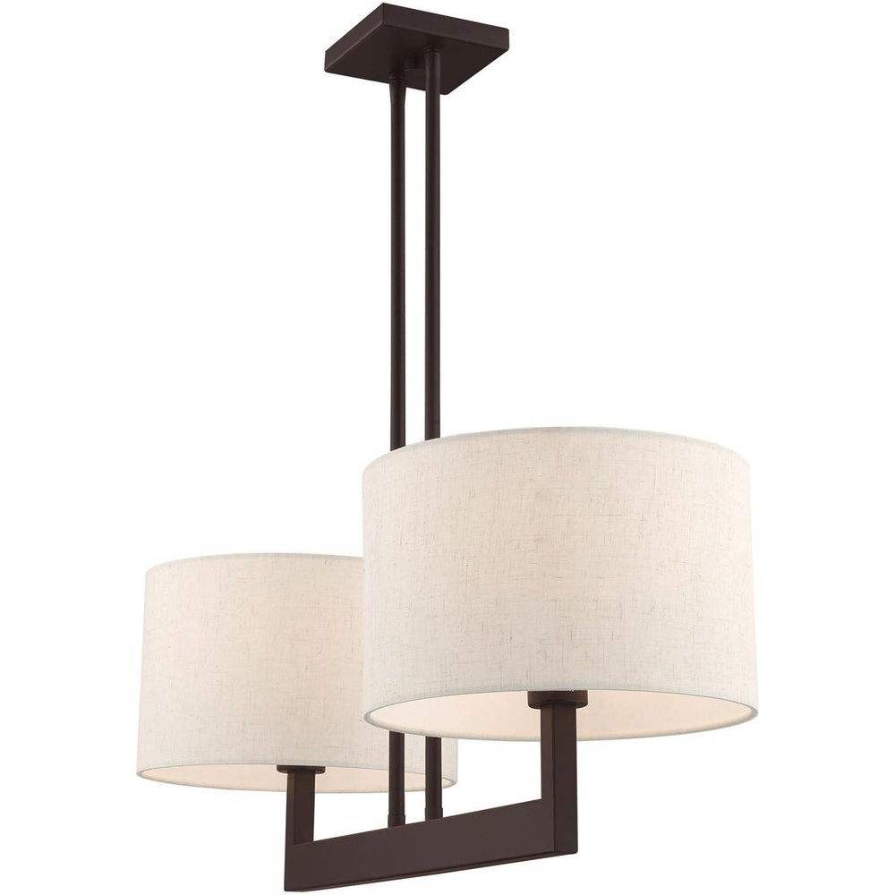 Bronze Two Light Dimmable Chandelier With Shades