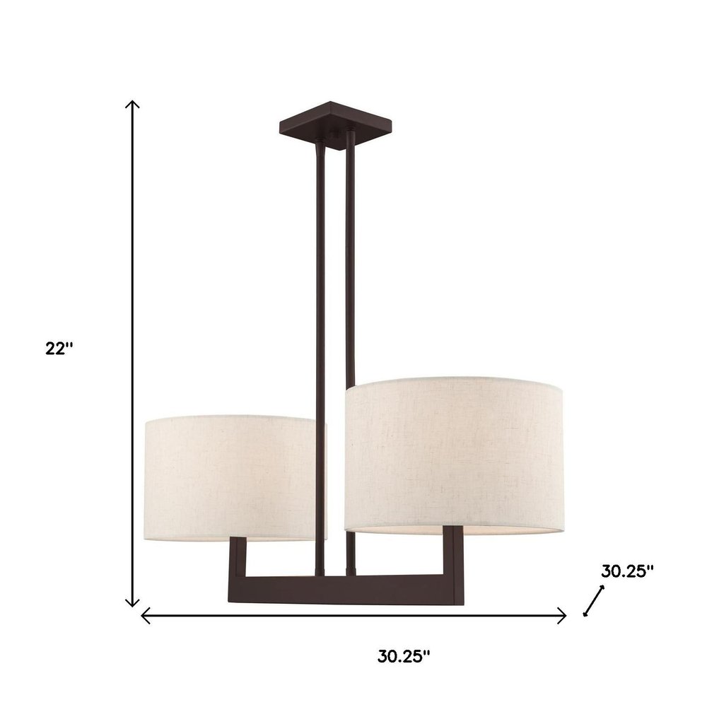 Bronze Two Light Dimmable Chandelier With Shades
