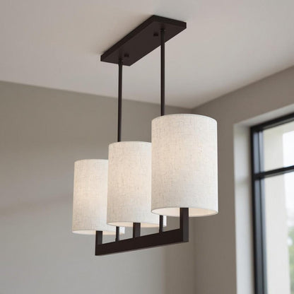 Bronze Three Light Dimmable Chandelier With Shades