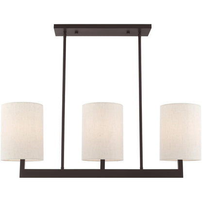 Bronze Three Light Dimmable Chandelier With Shades