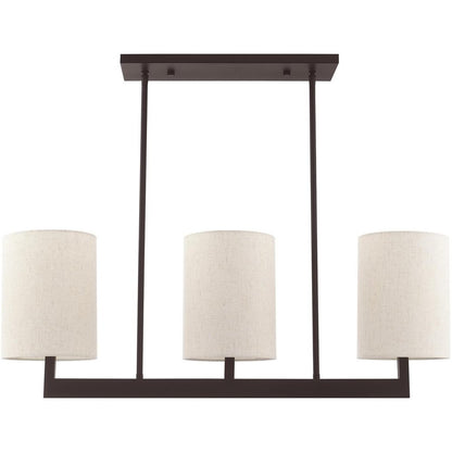 Bronze Three Light Dimmable Chandelier With Shades