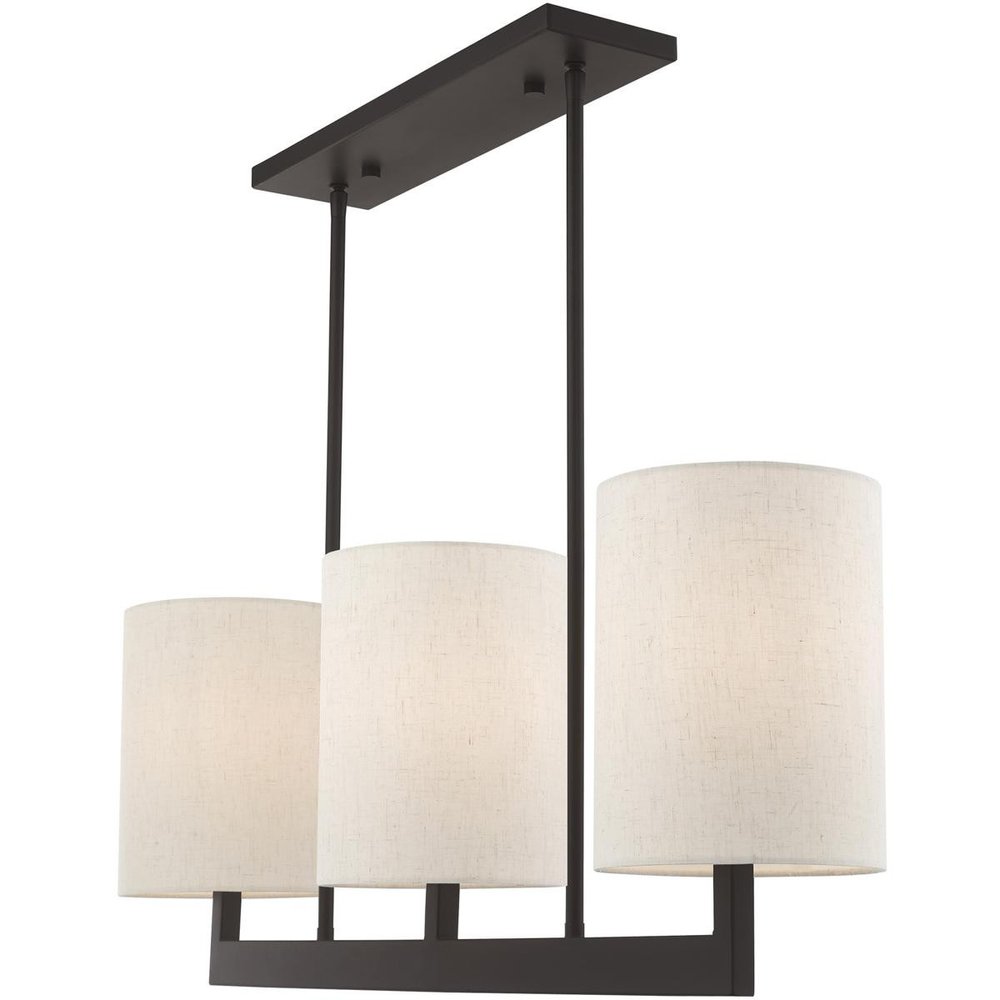 Bronze Three Light Dimmable Chandelier With Shades