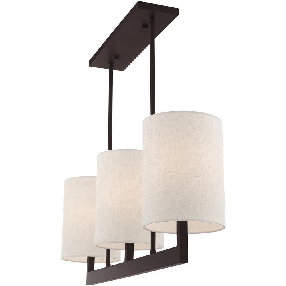 Bronze Three Light Dimmable Chandelier With Shades