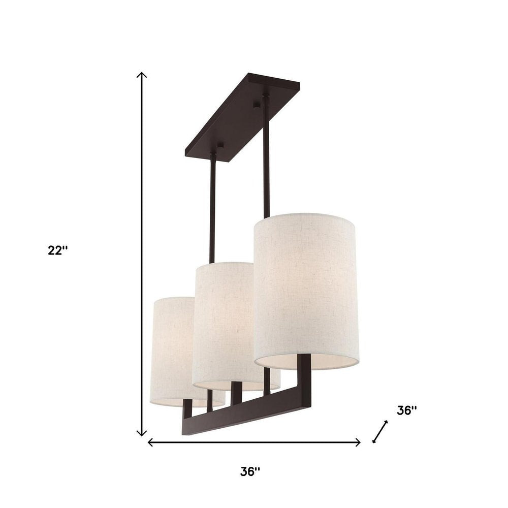 Bronze Three Light Dimmable Chandelier With Shades