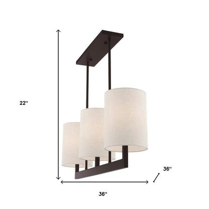 Bronze Three Light Dimmable Chandelier With Shades