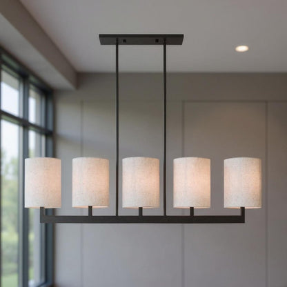 Bronze Five Light Dimmable Chandelier With Shades