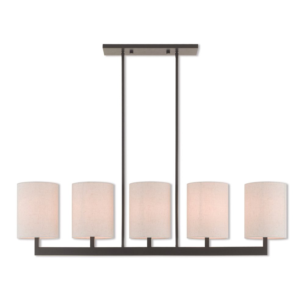 Bronze Five Light Dimmable Chandelier With Shades