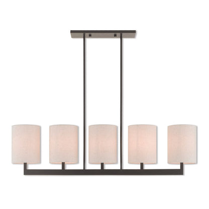 Bronze Five Light Dimmable Chandelier With Shades