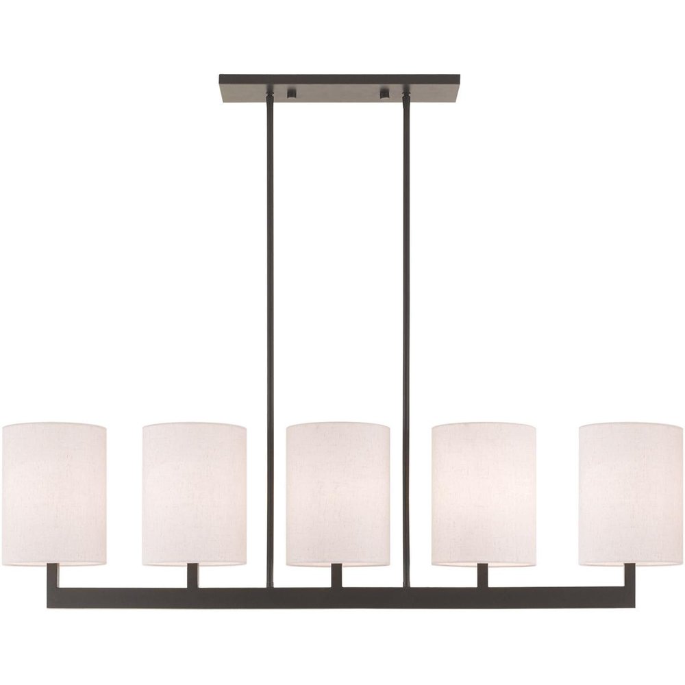 Bronze Five Light Dimmable Chandelier With Shades