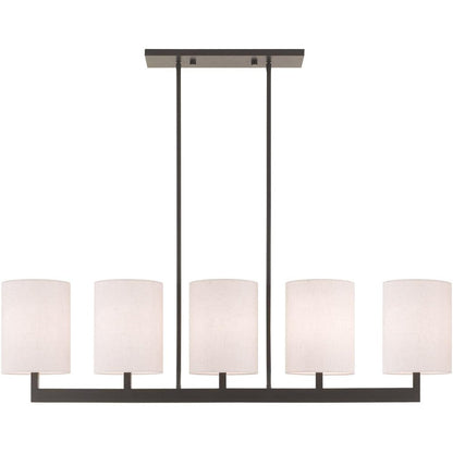 Bronze Five Light Dimmable Chandelier With Shades