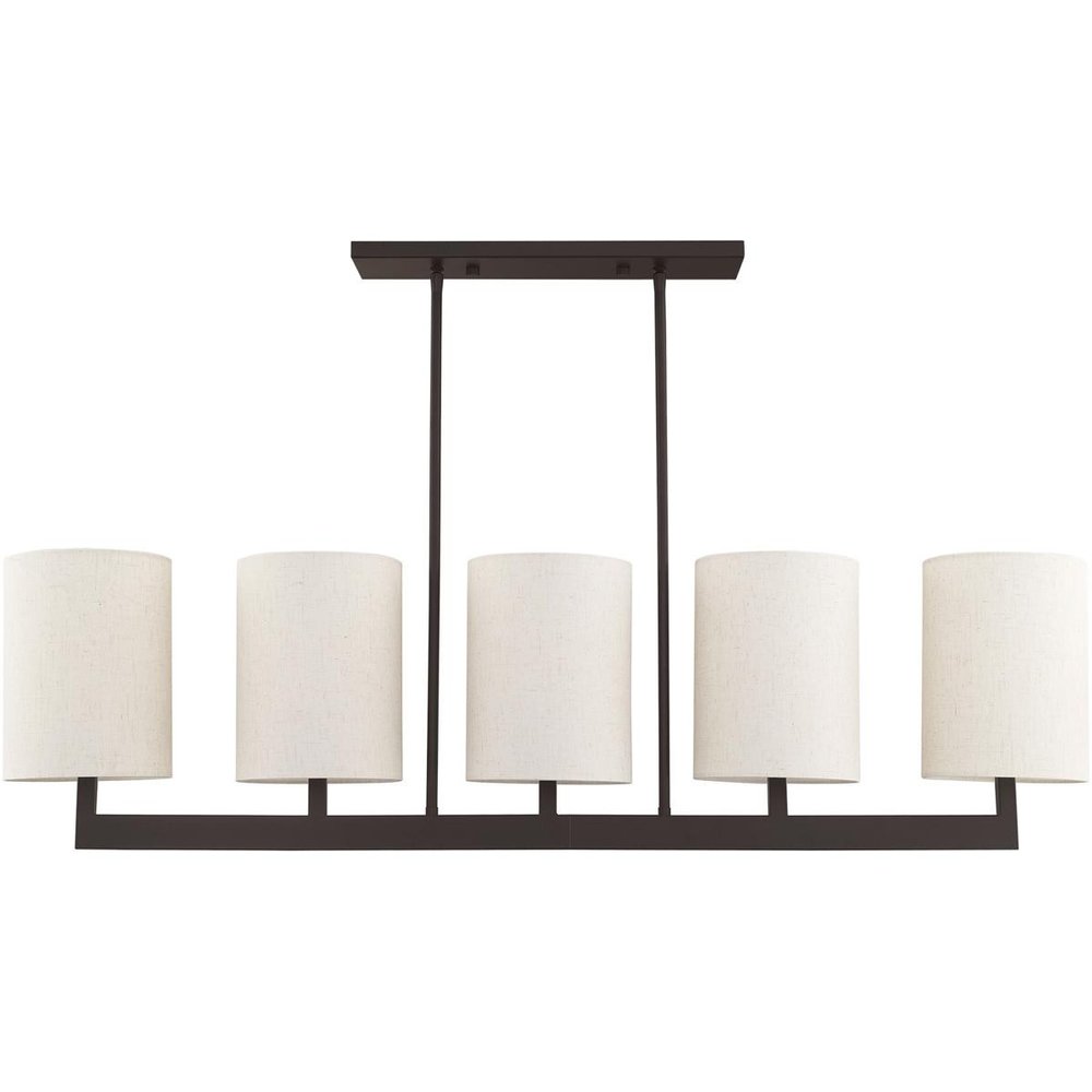 Bronze Five Light Dimmable Chandelier With Shades