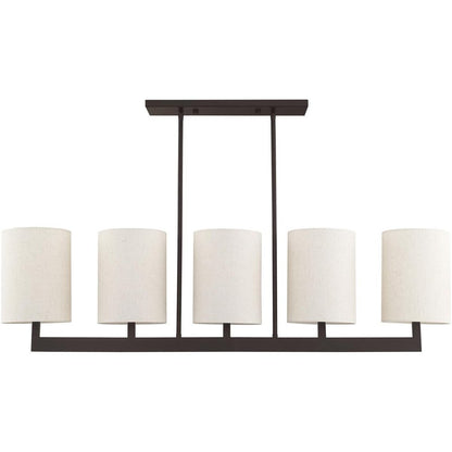 Bronze Five Light Dimmable Chandelier With Shades