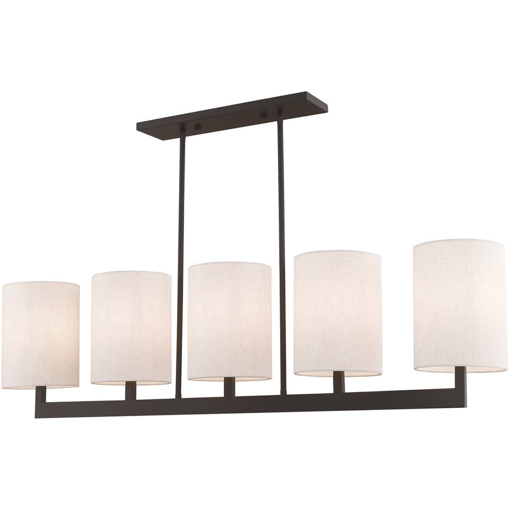 Bronze Five Light Dimmable Chandelier With Shades