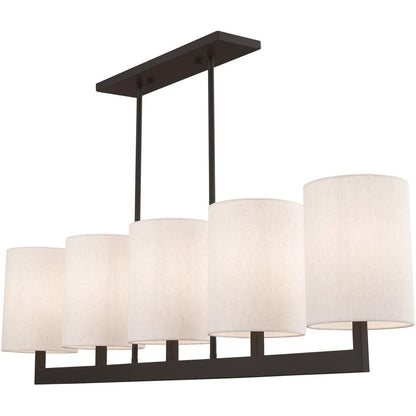 Bronze Five Light Dimmable Chandelier With Shades