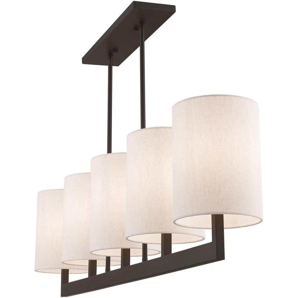 Bronze Five Light Dimmable Chandelier With Shades
