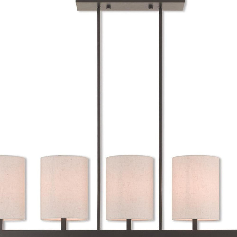 Bronze Five Light Dimmable Chandelier With Shades