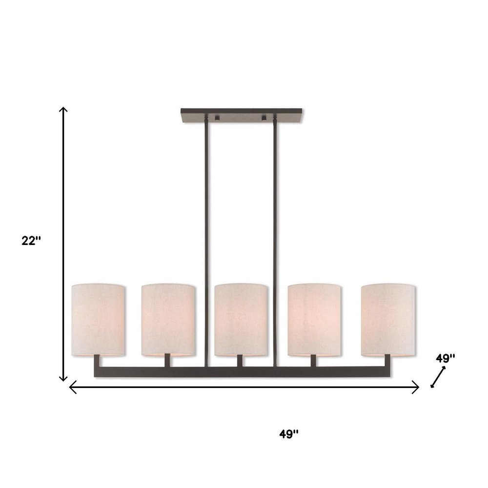 Bronze Five Light Dimmable Chandelier With Shades