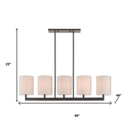 Bronze Five Light Dimmable Chandelier With Shades