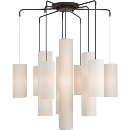 Bronze Multi Light Dimmable Chandelier With Shades