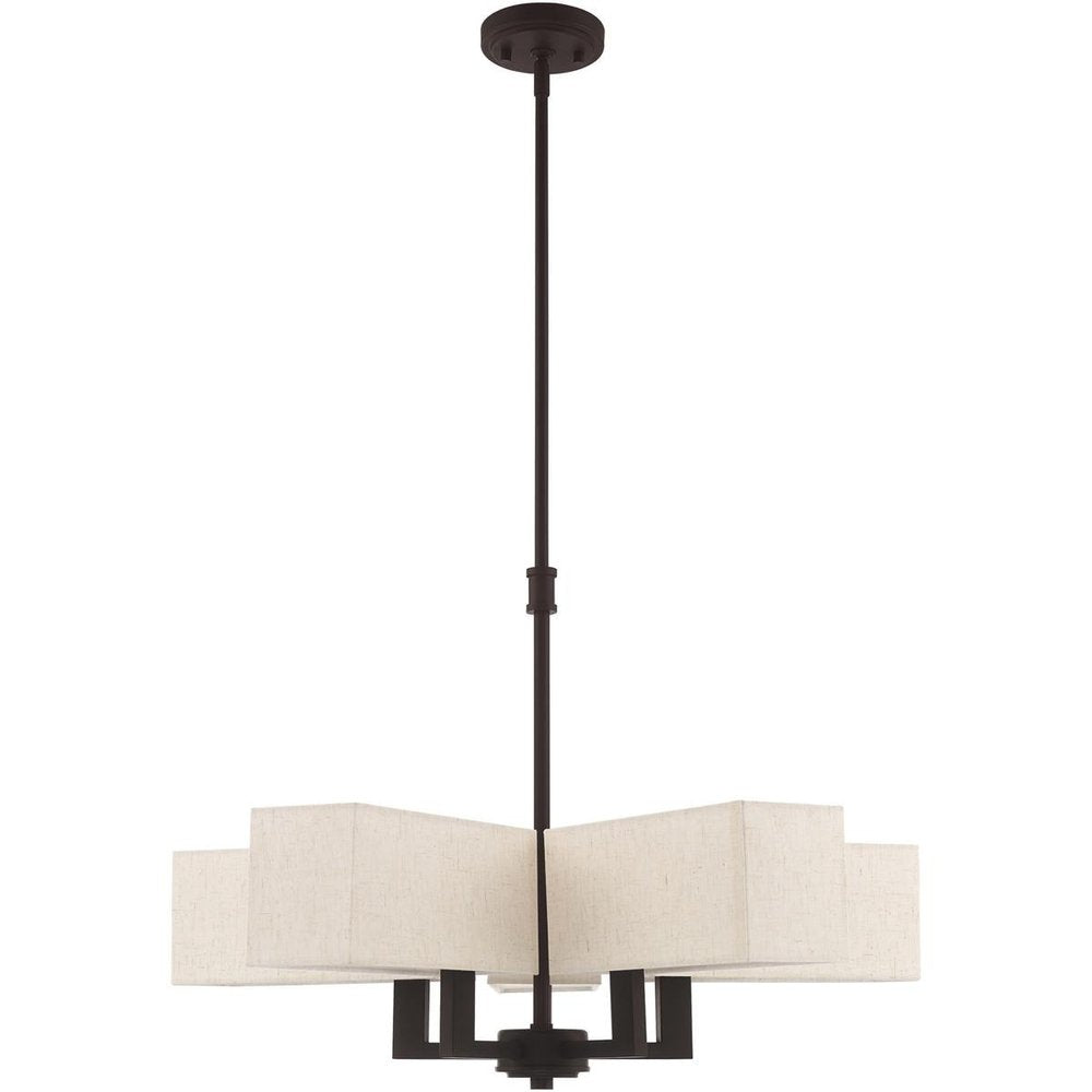 Bronze Five Light Dimmable Chandelier With Shades
