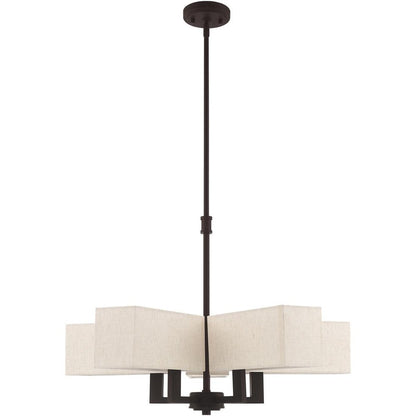 Bronze Five Light Dimmable Chandelier With Shades