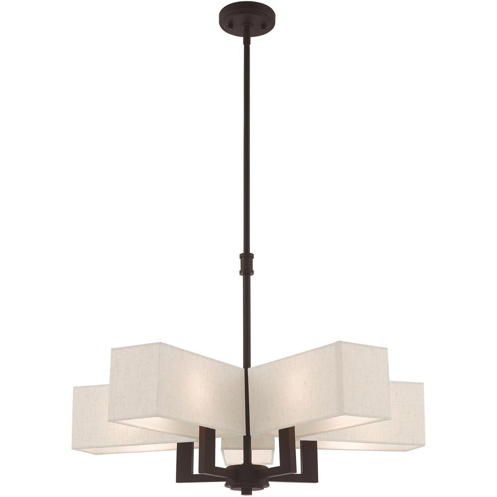 Bronze Five Light Dimmable Chandelier With Shades