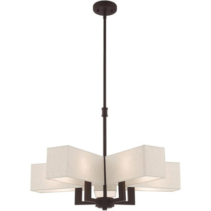 Bronze Five Light Dimmable Chandelier With Shades