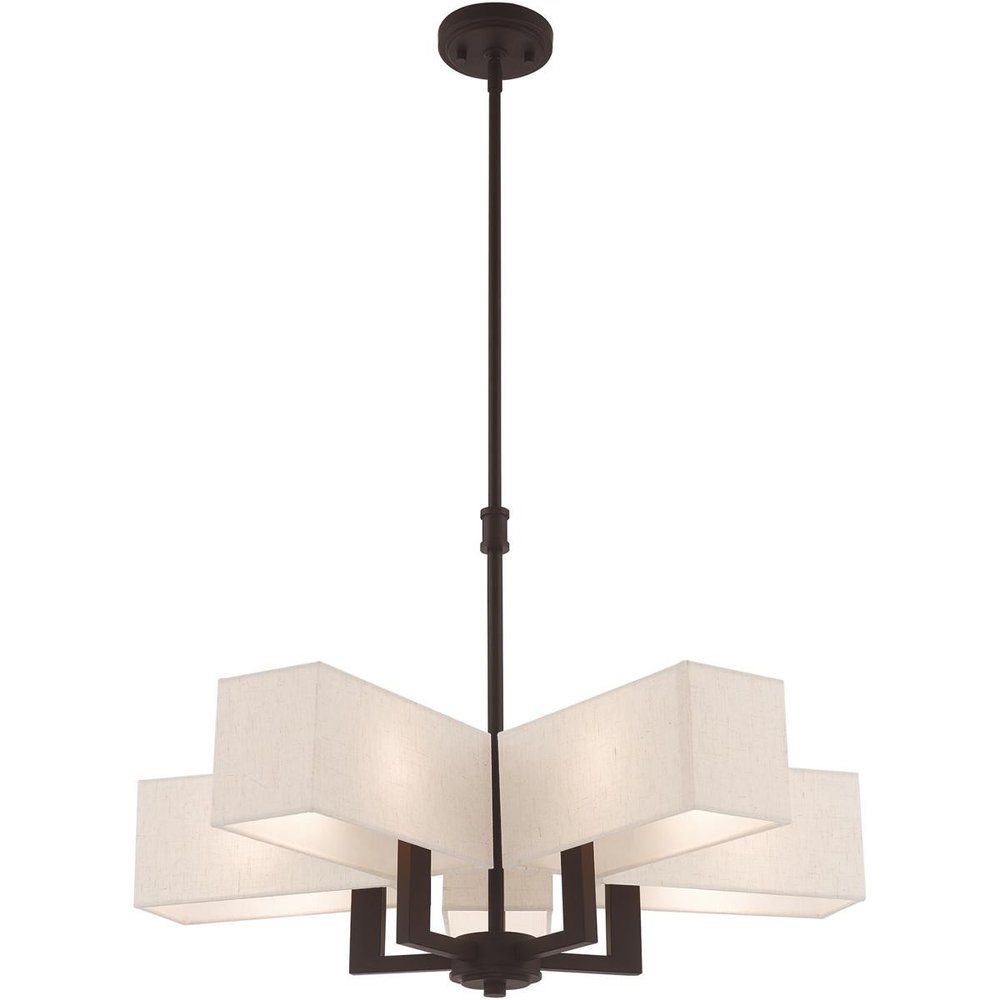 Bronze Five Light Dimmable Chandelier With Shades