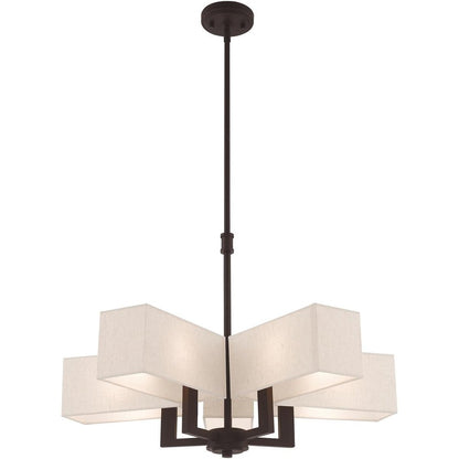 Bronze Five Light Dimmable Chandelier With Shades