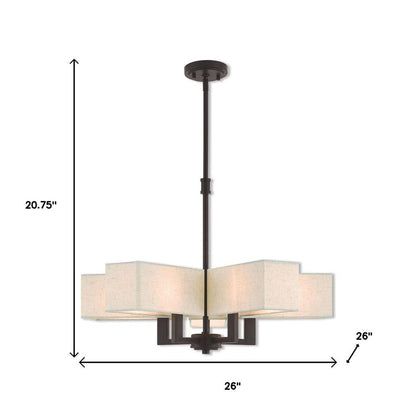 Bronze Five Light Dimmable Chandelier With Shades