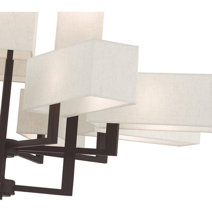 Bronze Twelve Light Dimmable Chandelier With Shades