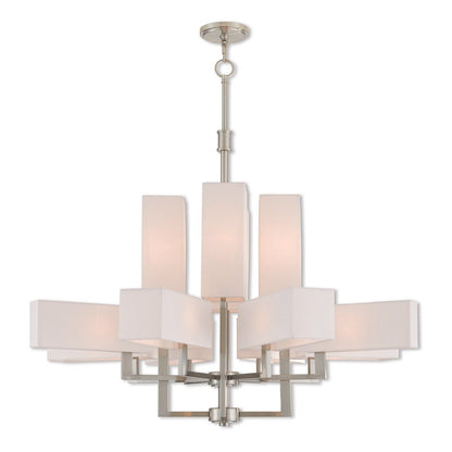 Twelve Light Dimmable Chandelier With Shades