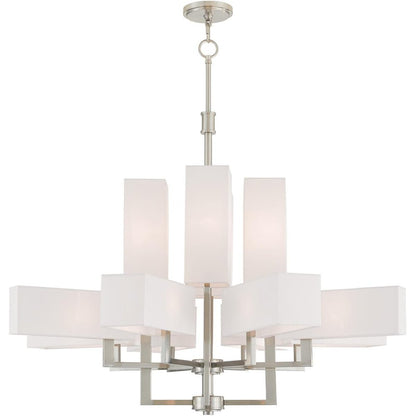 Twelve Light Dimmable Chandelier With Shades